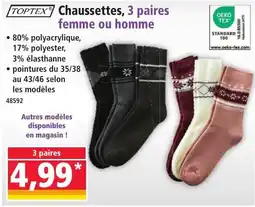 Norma Toptex chaussettes 3 paires femme ou homme offre