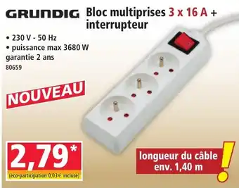 Norma Grundig bloc multiprises 3 x 16 a + interrupteur offre