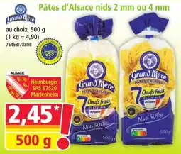 Norma Pâtes d'alsace nids 2 mm ou 4 mm offre