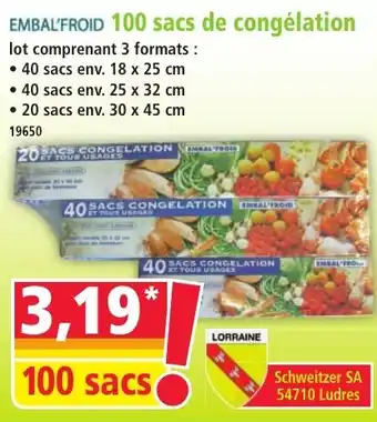Norma 100 sacs de congélation offre