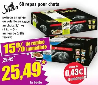 Norma Sheba 60 repas pour chats offre