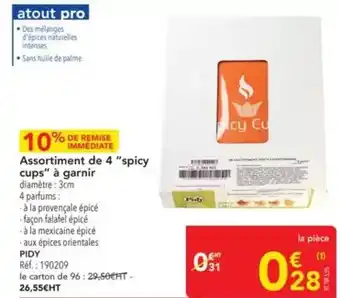 METRO Pidy - assortiment de 4 spicy cups à garnir offre