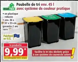 Norma Toptex - poubelle de tri env. 45 l avec système de couleur pratique offre