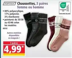 Norma Toptex - chaussettes, 3 paires femme ou homme offre