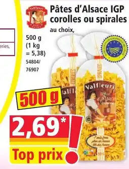 Norma Pâtes d'alsace igp corolles ou spirales offre