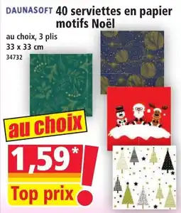 Norma Daunasoft 40 serviettes en papier motifs noël offre