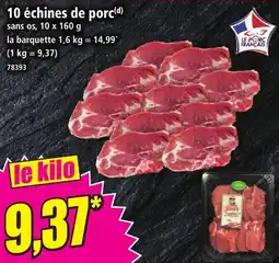 Norma 10 échines de porc offre