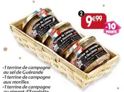Maximo Bannette de 3 terrines de campagne à l'ancienne au sel 18,50/kg de guérande, aux morilles, au piment d'espelette offre