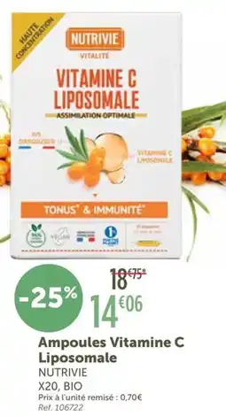 L'Eau Vive NUTRIVIE Ampoules Vitamine C Liposomale offre