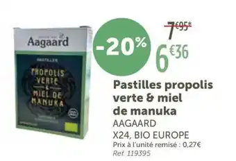 L'Eau Vive AAGAARD Pastilles propolis verte & miel de manuka offre