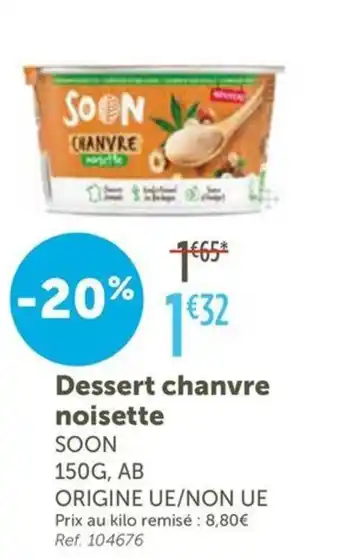 L'Eau Vive SOON Dessert chanvre noisette offre