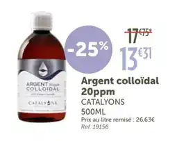L'Eau Vive CATALYONS Argent colloïdal 20ppm offre