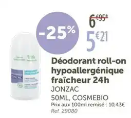 L'Eau Vive JONZAC Déodorant roll-on hypoallergénique fraîcheur 24h offre