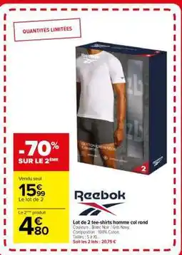 Carrefour Lot de 2 tee-shirts homme col rond offre