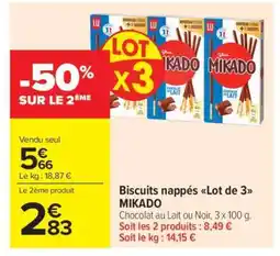 Carrefour Market Biscuits nappés Lot de 3 MIKADO offre