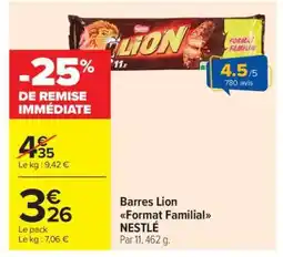 Carrefour Market Barres LION Format Familial offre