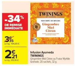 Carrefour Market Infusion Ayurveda Twinings offre