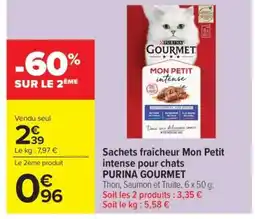 Carrefour Market Sachets fraîcheur Mon Petit intense pour chats PURINA GOURMET offre
