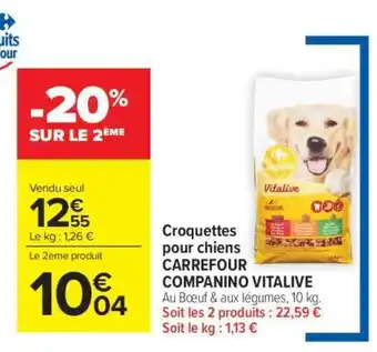 Carrefour Market Croquettes pour chiens CARREFOUR COMPANINO VITALIVE offre