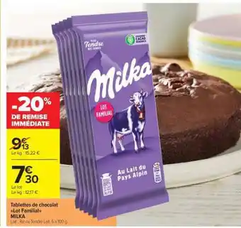 Carrefour Market Tablettes de chocolat Lot Familial MILKA offre