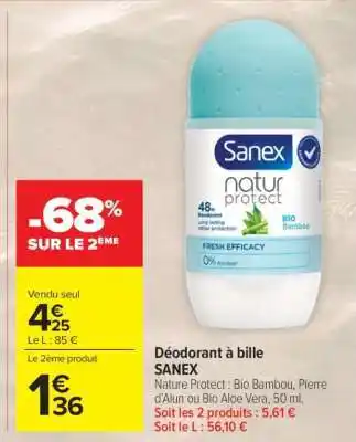 Carrefour Market Déodorant à bille SANEX offre