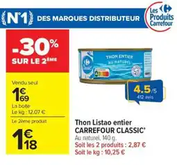 Carrefour Market Thon Listao entier CARREFOUR CLASSIC’ offre