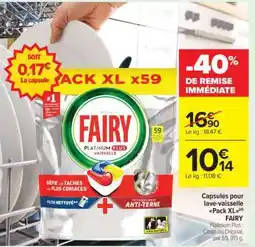 Carrefour Market Capsules pour lave-vaisselle Pack XL(4) FAIRY offre