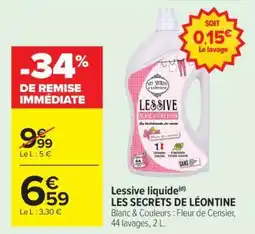 Carrefour Market Lessive liquide LES SECRETS DE LÉONTINE offre