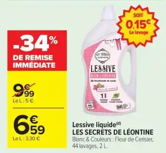Carrefour Market Lessive liquide LES SECRETS DE LÉONTINE offre