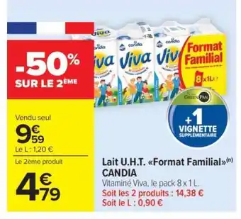 Carrefour Market Lait U.H.T. Format Familial CANDIA offre