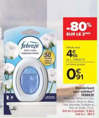 Carrefour Market Désodorisant pour toilettes FEBREZE offre