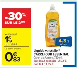 Carrefour Market LIQUIDE VAISSELLE CARREFOUR ESSENTIAL offre