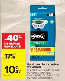 Carrefour Market Rasoirs Non Rechargeables WILKINSON offre