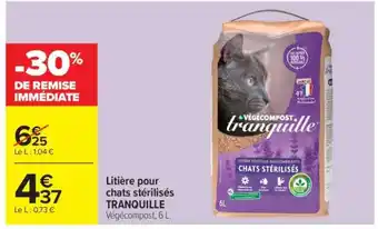 Carrefour Market Litière pour chats stérilisés TRANQUILLE offre