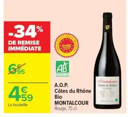 Carrefour Market A.O.P. Côtes du Rhône Bio MONTALCOUR offre
