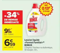 Carrefour Market Lessive liquide Format familial BONUX offre