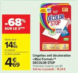 Carrefour Market Lingettes anti décoloration Maxi Format DECOLOR STOP offre