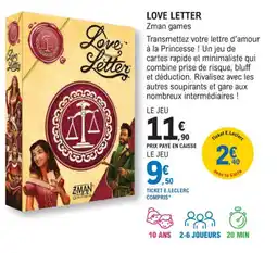 E.Leclerc Espace Culturel LOVE LETTER Zman games offre