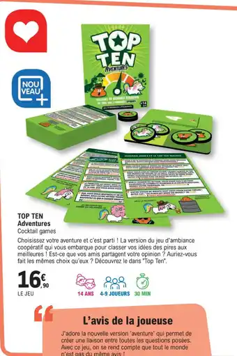 E.Leclerc Espace Culturel TOP TEN Adventures Cocktail games offre