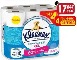Maximo 14 maxi rouleaux de papier toilette blanc soin complet xxl kleenex offre