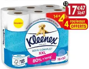 Maximo 14 maxi rouleaux de papier toilette blanc soin complet xxl kleenex offre