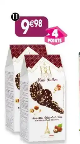 Maximo Lot de 2 étuis de mini tuiles. noisettes enrobées de chocolat noir biscuiterie de bourgogne offre