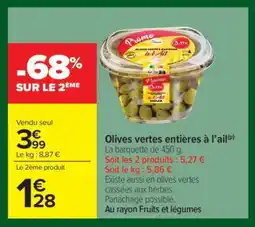 Carrefour Market Olives vertes entières à l’ail offre