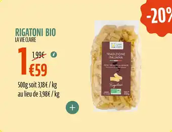 La Vie Claire Rigatoni bio offre