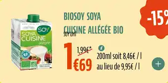 La Vie Claire Biosoy soya cuisine allégée bio offre