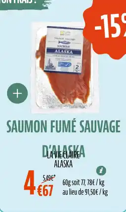 La Vie Claire Saumon fumé sauvage d'alaska offre