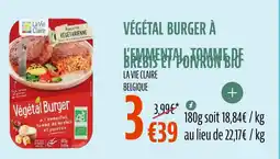 La Vie Claire Végétal burger à l'emmental tomme de brebis et poivron bio offre