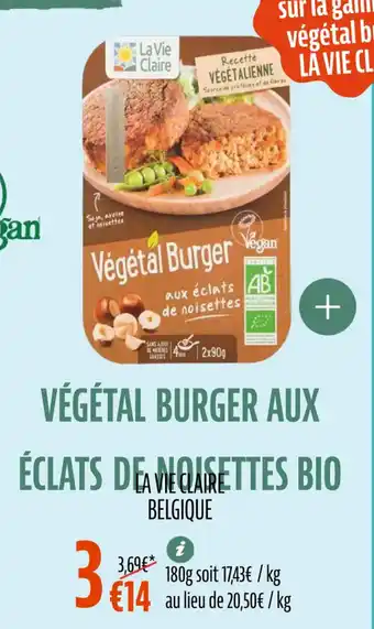 La Vie Claire Végétal burger aux éclats de noisettes bio offre