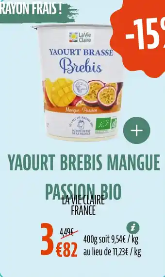 La Vie Claire Yaourt brebis mangue passion bio offre