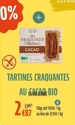 La Vie Claire Tartines craquantes au cacao bio offre